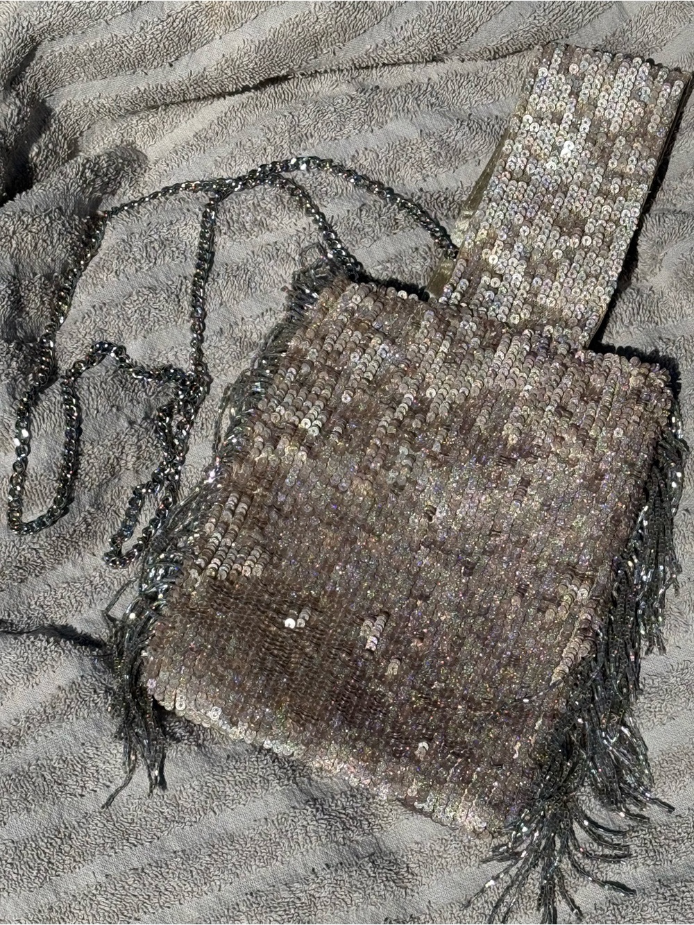 ZARA Sequin Fringe Crossbody Bag